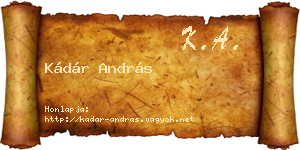 Kádár András névjegykártya